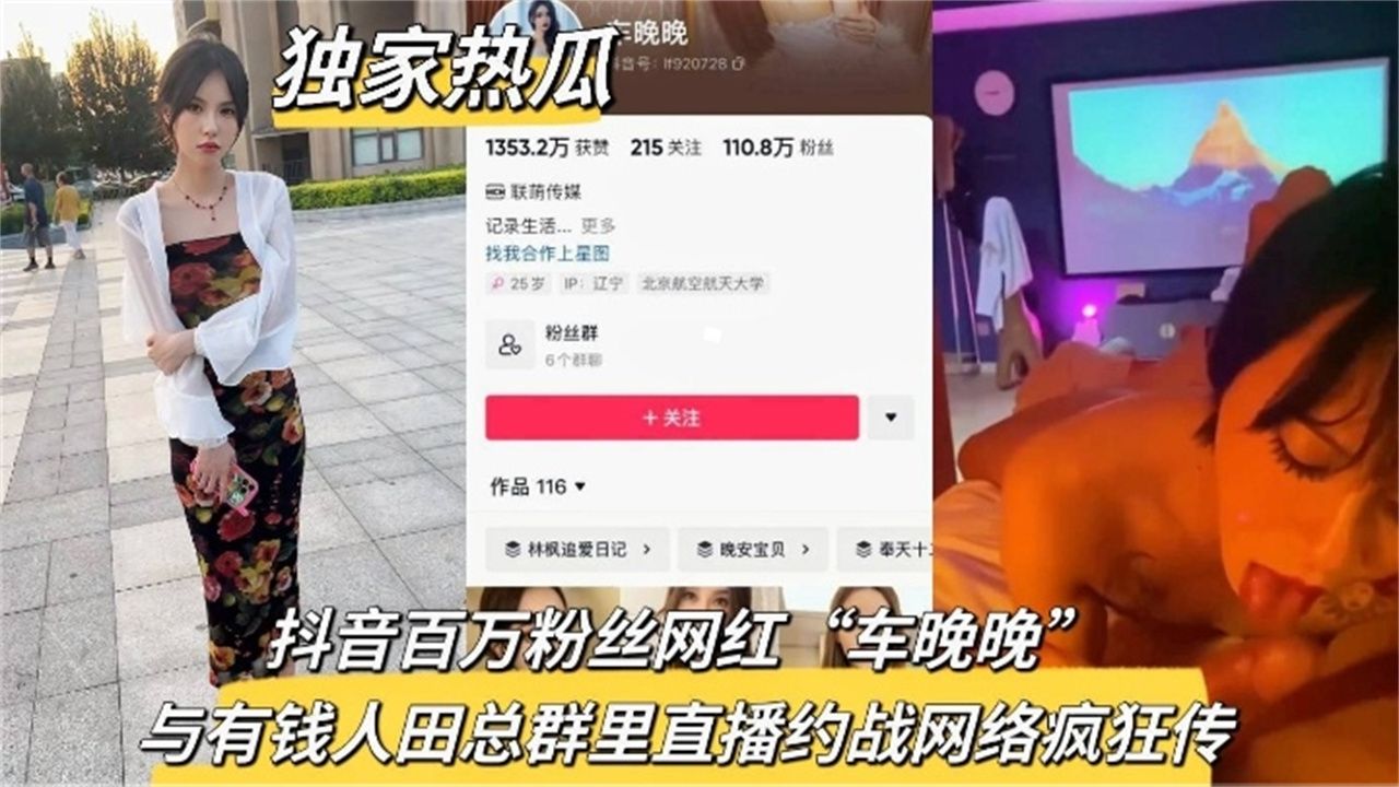 精选-【独家热瓜】抖音百万粉丝网红“车晚晚”与有钱人田总群里直播约战，网络疯传